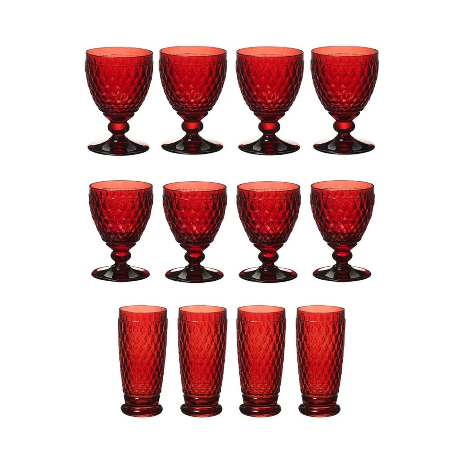 Villeroy & Boch Boston Coloured Wein- und Longdrinkgläser Set 12-teilig Rot