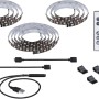 Paulmann EntertainLED USB-LED-Streifen für 75-Zoll-Fernseher mit Fernbedienung und Zubehör.