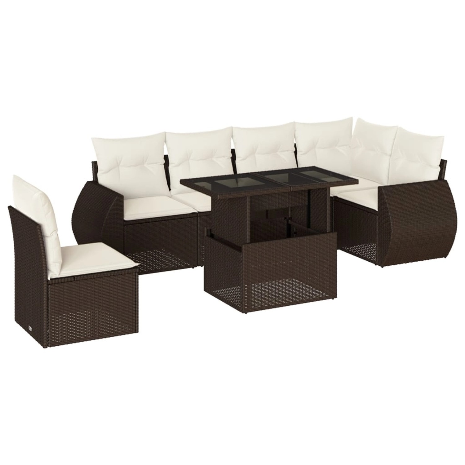 vidaXL 7-Tlg Garten-Sofagarnitur mit Kissen Braun Poly Rattan 3268573 günstig online kaufen