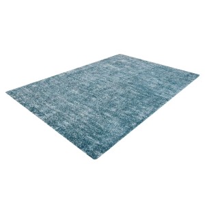 Petrolfarbener Kurzflor Teppich im Vintage-Design, 160x230 cm. Dekorativer Teppich für Wohnbereiche.