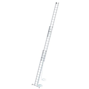 PROREGAL Sprossen-Seilzugleiter, 3-teilig, mit Traverse, 3x14 Sprossen, aus Aluminium.