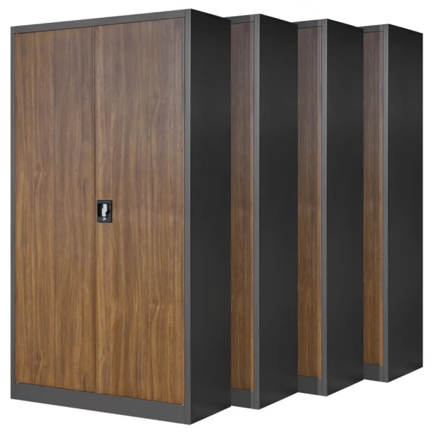 JAN NOWAK Aktenschrank Abschließbar 4er Set JAN 185 x 90 x 40 cm Anthrazit-Nussbaum