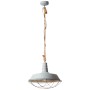 Betongraue Brilliant Pendelleuchte Rope mit Seilaufhängung und Metallschirm mit Käfig.