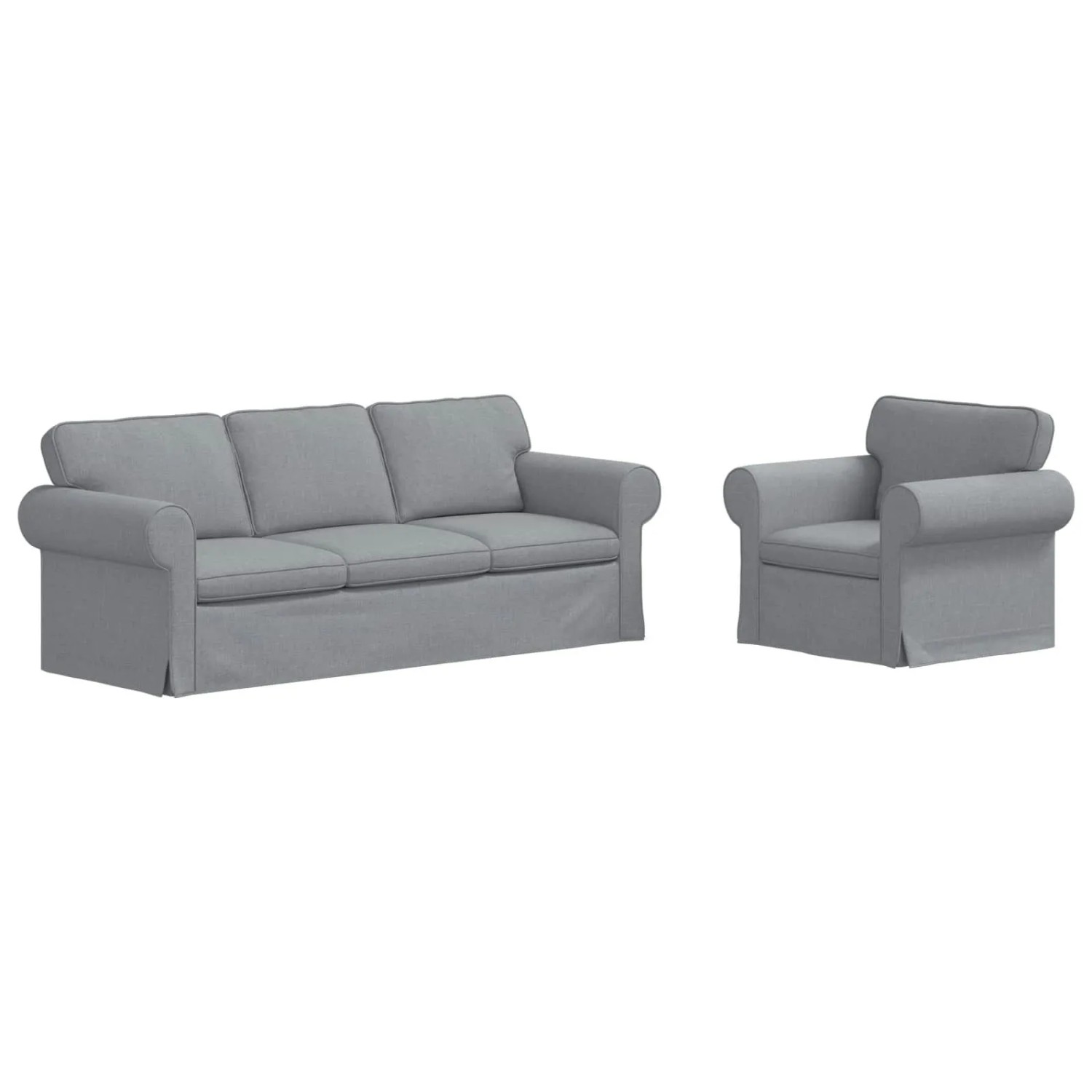 vidaXL Sofa 2-Tlg Hellgrau 215 x 82 x 80 cm Stoff 3407574