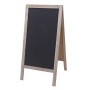 MCW XL Werbetafel klappbar, 100x50cm, mit zwei schwarzen Schreibflächen und hellem Holzrahmen.