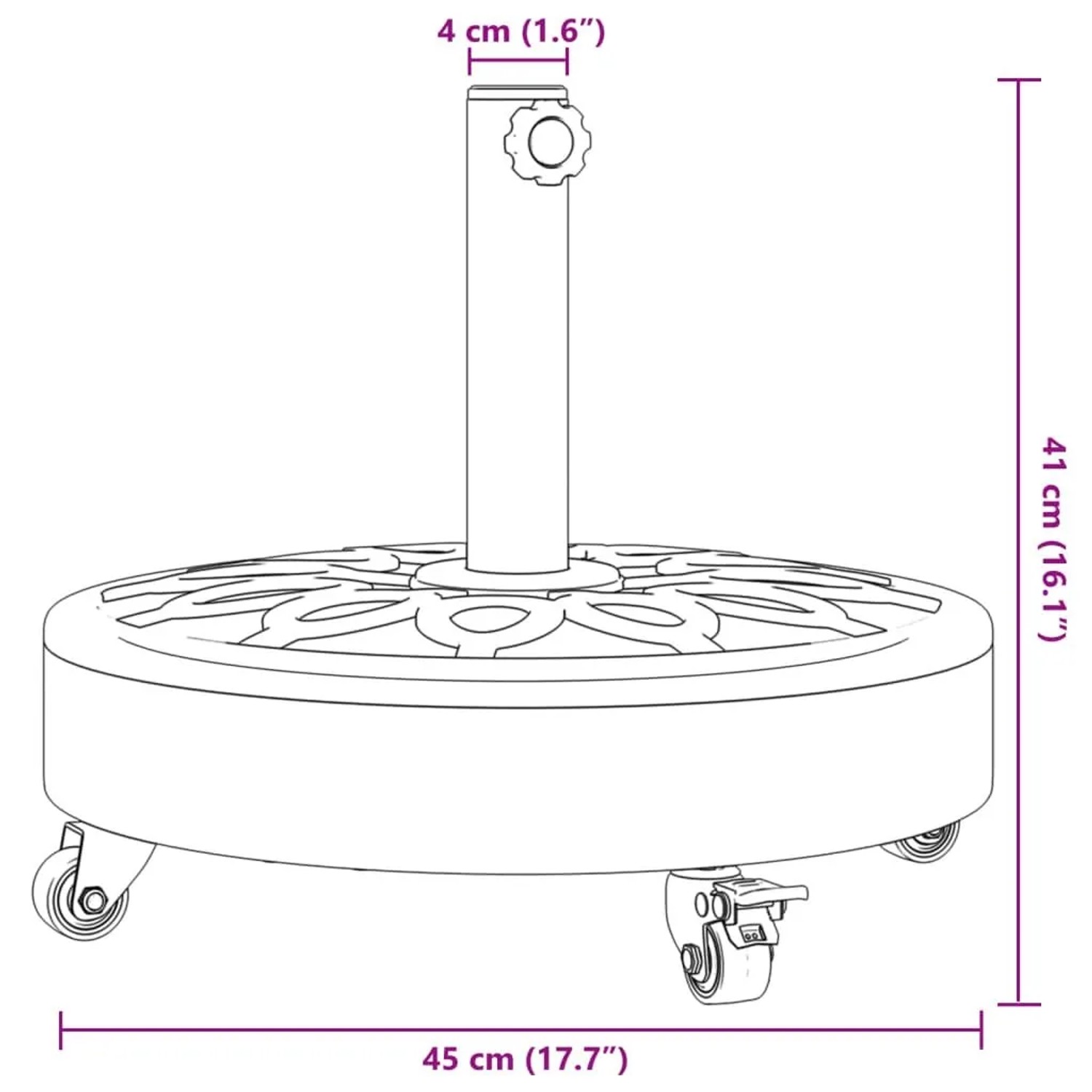 vidaXL Sonnenschirmständer mit Rollen für Ø38/48 mm Mast 27 kg Rund 4007976_8