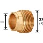Löt-Übergangsnippel aus Rotguss, 33 mm, für Trinkwasser- und Heizungsanlagen.