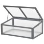 Outsunny Gewächshaus, Tannenholz, Polycarbonat, grau, mit geöffnetem Deckel.