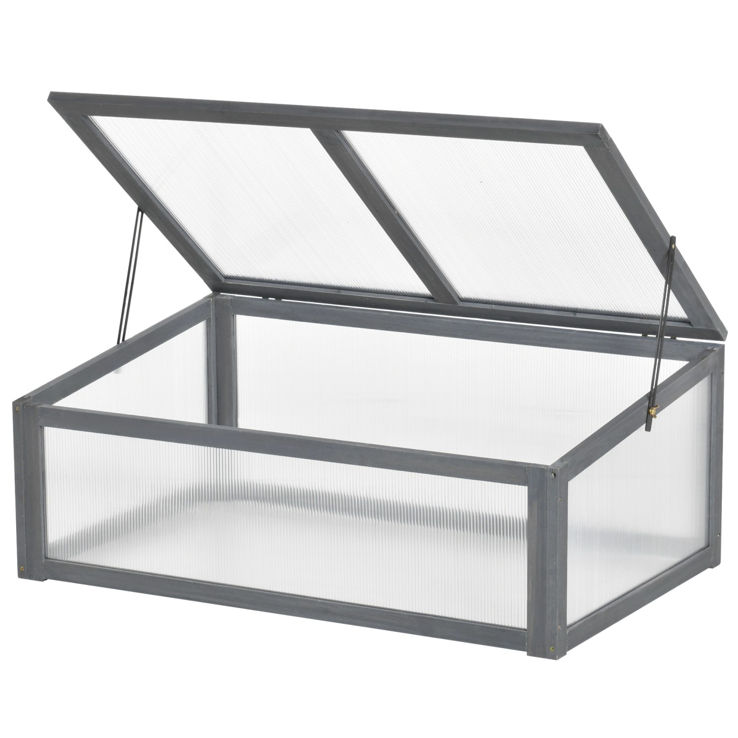 Outsunny Gewächshaus Winterfest Tannenholz Polycarbonat Grau günstig online kaufen