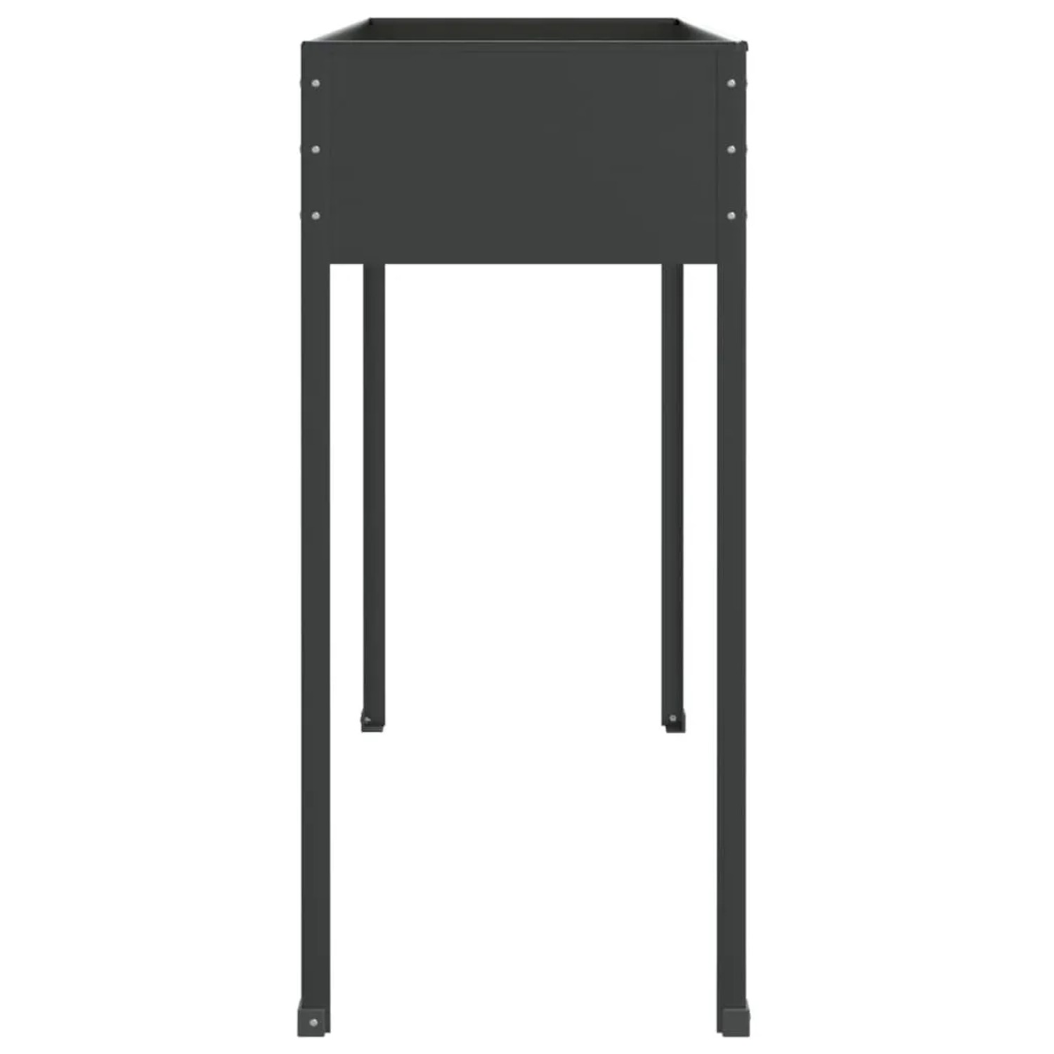 Anthrazitfarbener vidaXL Pflanzkübel aus Stahl, 100,5x40,5x90 cm, für Garten und Balkon.