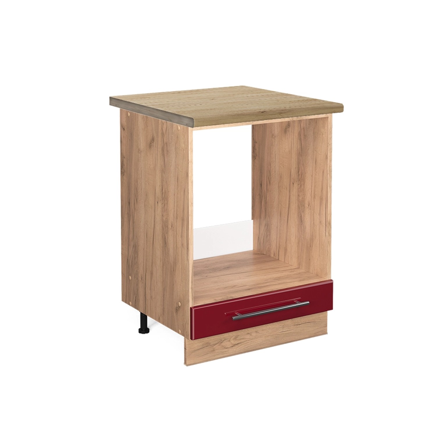 Vicco Herdumbauschrank Fame-Line Bordeaux Hochglanz/Goldkraft Eiche 60 cm AP Eiche