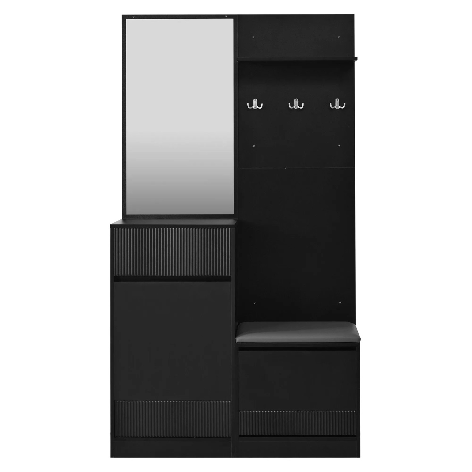 Merax Garderoben Set mit Spiegel Schuhschrank Schuhbank LED Flurmöbel