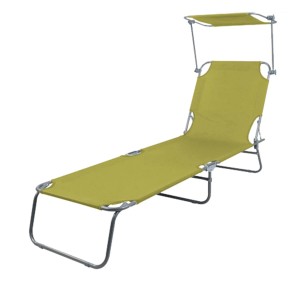 Lime Gartenliege mit Sonnendach, klappbar, 186x55x24cm. Relaxliege für Camping & Garten.