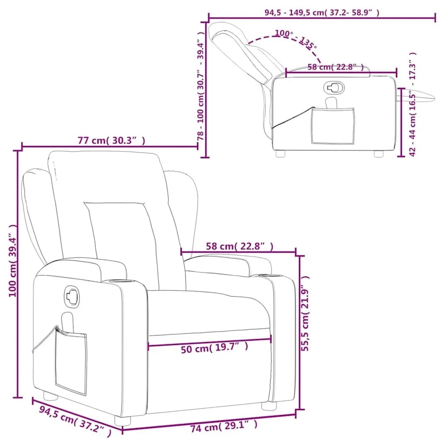 vidaXL Massage-Relaxsessel Hellgrauer Stoff 3206000_12