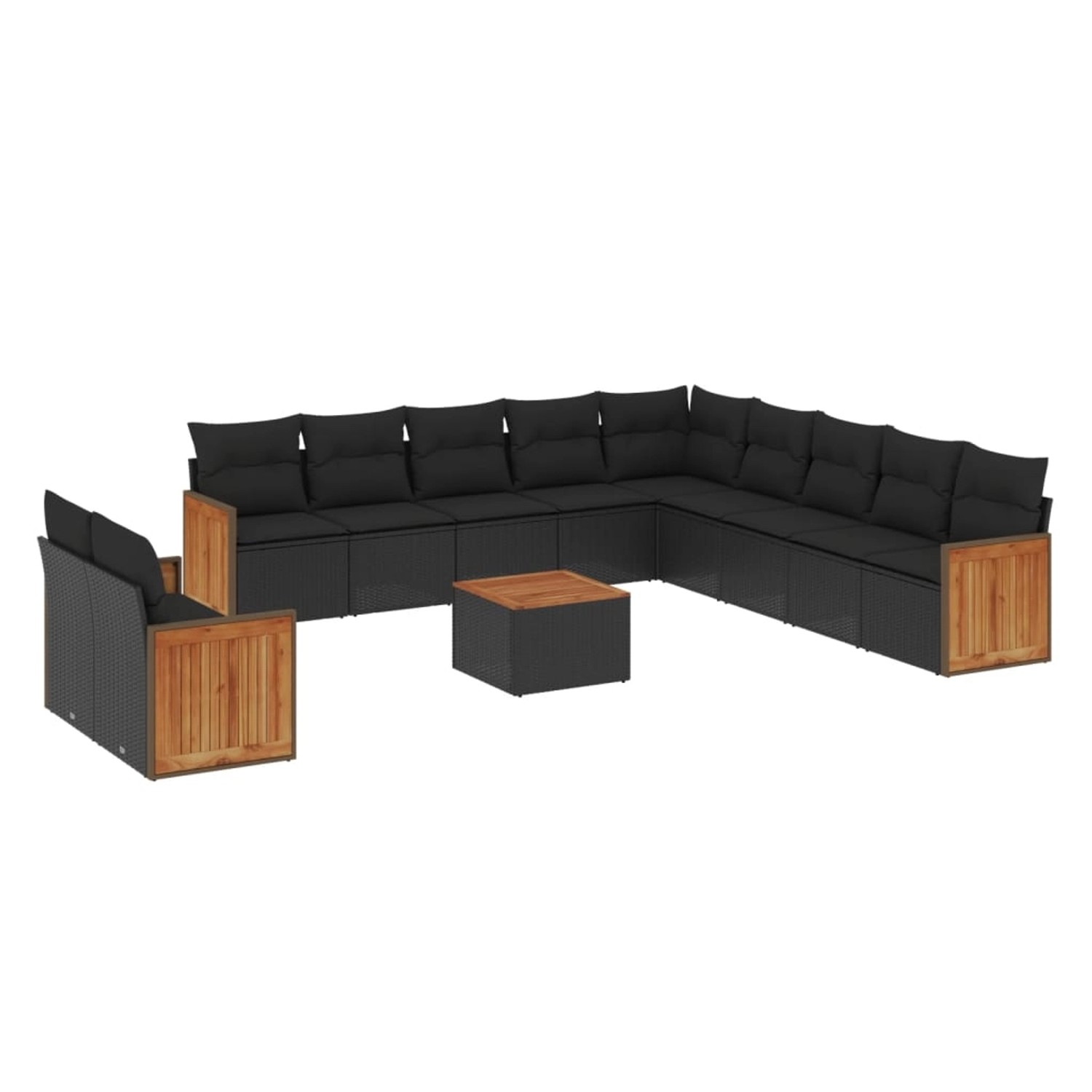 vidaXL 12-tlg Garten-Sofagarnitur mit Kissen Schwarz Poly Rattan Modell 78 günstig online kaufen