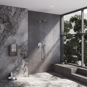 Kronenbach Unterputz Thermostat für 3 Verbraucher in Chrom, runde Ausführung mit Smart Push Funktion.