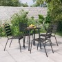 Anthrazitfarbene 5-tlg. Garten-Essgruppe aus Stahl mit Tisch und 4 Stühlen.
