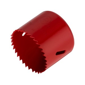 Rote LUX Lochsäge, 54 mm Durchmesser, für Bohrmaschinen. Werkzeug für präzise Löcher in Holz und Gipskarton.