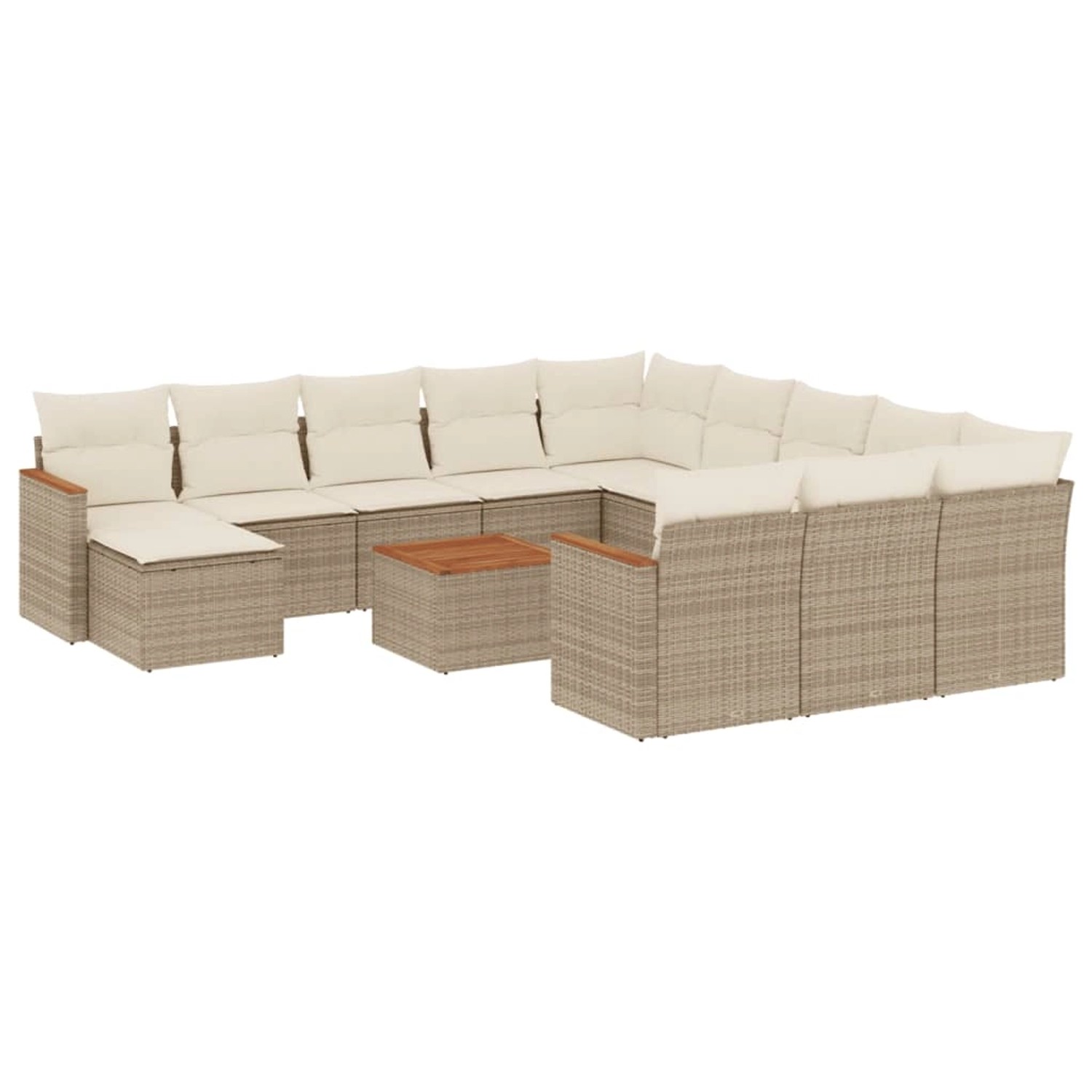 vidaXL 13-Tlg Garten-Sofagarnitur mit Kissen Beige Poly Rattan 3258992 günstig online kaufen