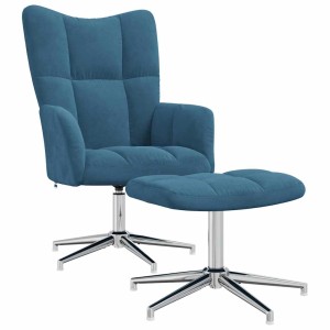 vidaXL Relaxsessel mit Hocker Blau Samt 328138