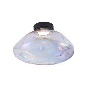 QAZQA Design-Deckenleuchte Gemma: schwarzer Rahmen, irisierendes Regenbogen-Glas. Moderne Lampe für Flur, Schlafzimmer.