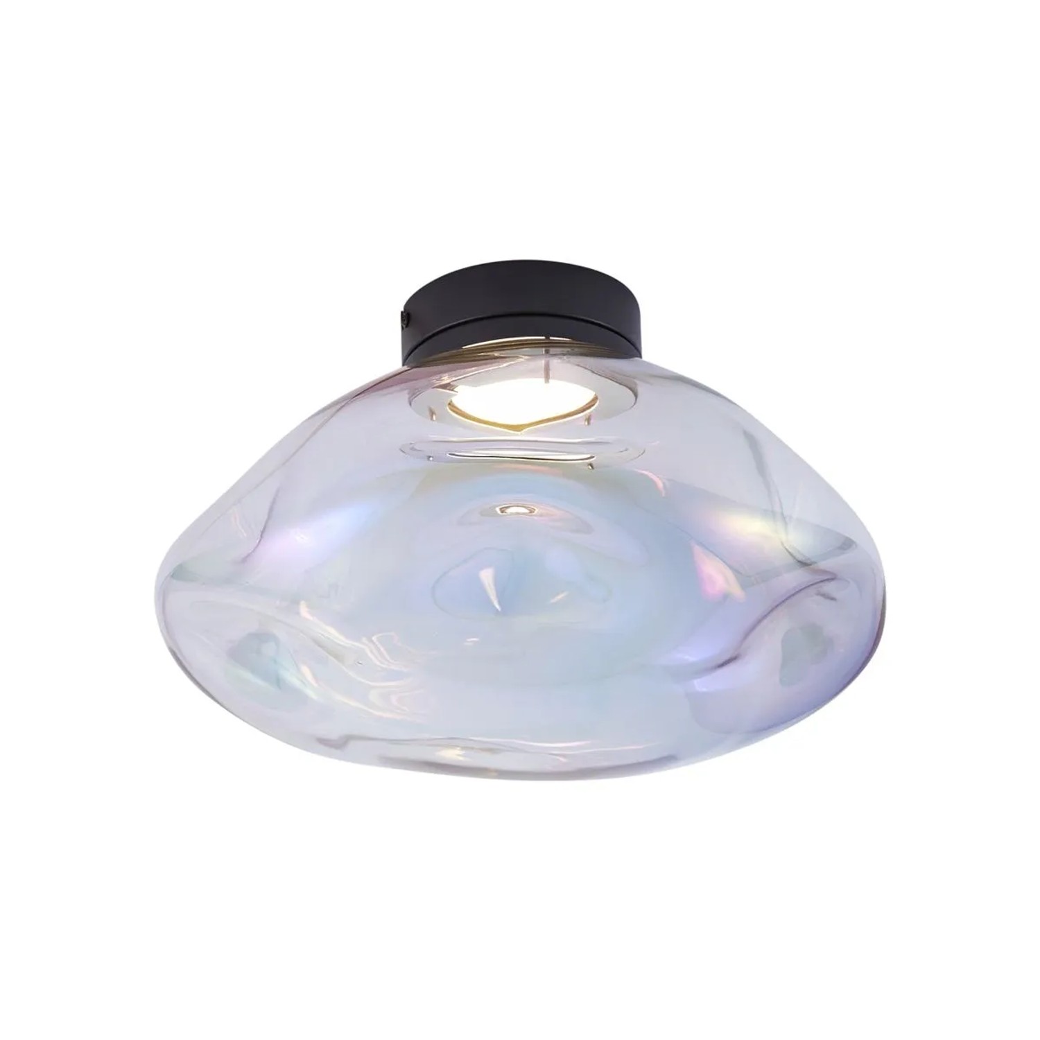 QAZQA Design-Deckenleuchte Schwarz mit Regenbogen-Glas Gemma