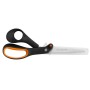 Fiskars Hardware-Schere Amplify, 21 cm, mit gezahnter Klinge und schwarzem Griff.