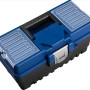 Blau-schwarzer LUX Werkzeugkoffer KWK-14 mit transparentem Sortierkasten.