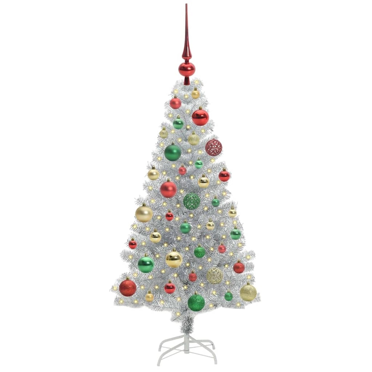 vidaXL Weihnachtsbaum mit 150 LEDs mit Ständer Silber 120 cm PET 3396660
