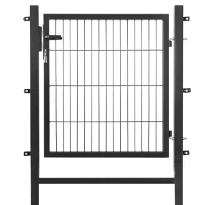 Anthrazitfarbenes Gartentor Basic.Easy für Doppelstabmattenzaun, 100x80 cm.