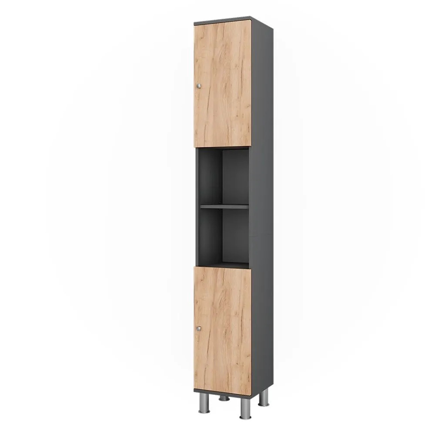Vicco Hochschrank Fynn Anthrazit Goldkraft Eiche 30 x 190