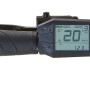 Detailaufnahme: Lenker mit Display des Prophete Urbanicer 3.0 E-Bikes, das 20 km/h anzeigt.