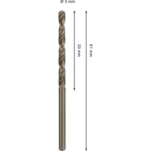 Bosch Spiralbohrer Pro Stainless Steel HSS-Co, 3 mm Durchmesser, geeignet für Metallbohrungen.
