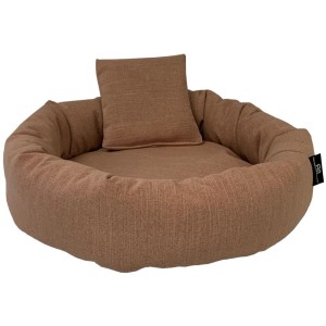 Rohrschneider Kuschelinsel Blue Gr. S Rose, ein beiges Hundekissen mit Kissen für Hunde und Katzen.