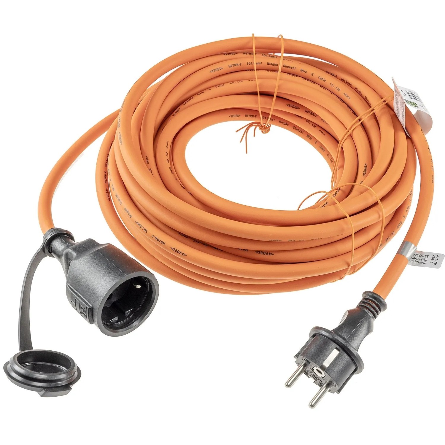 ChiliTec Verlängerungskabel 15m IP44 Orange H07RN Stecker Kupplung