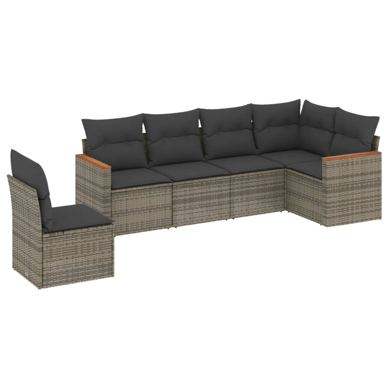 vidaXL 6-Tlg Garten-Sofagarnitur mit Kissen Grau Poly Rattan 3258420 günstig online kaufen