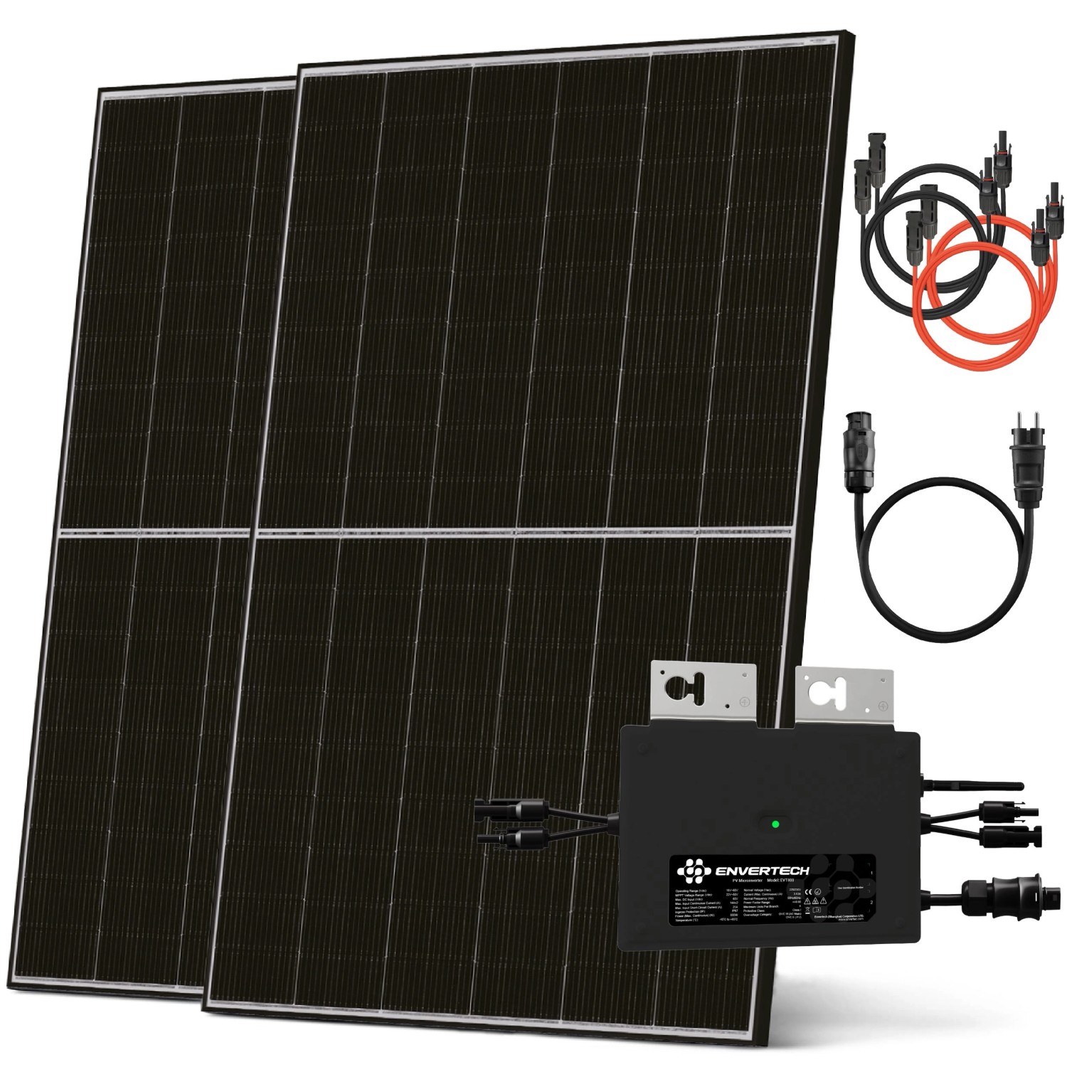 Solarway Balkonkraftwerk 800W mit Envertech Wechselrichter Steckdose Komplettset 2x 440W Solarmodule Solaranlage Balkonh...