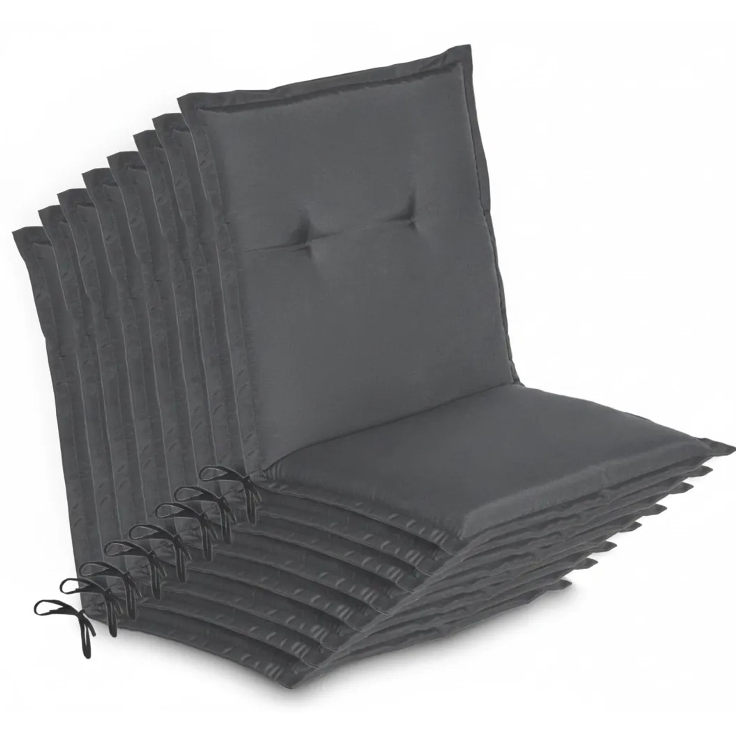 Beautissu 8er Set Niedriglehner Auflage Loft NL 100x50x6cm Graphitgrau