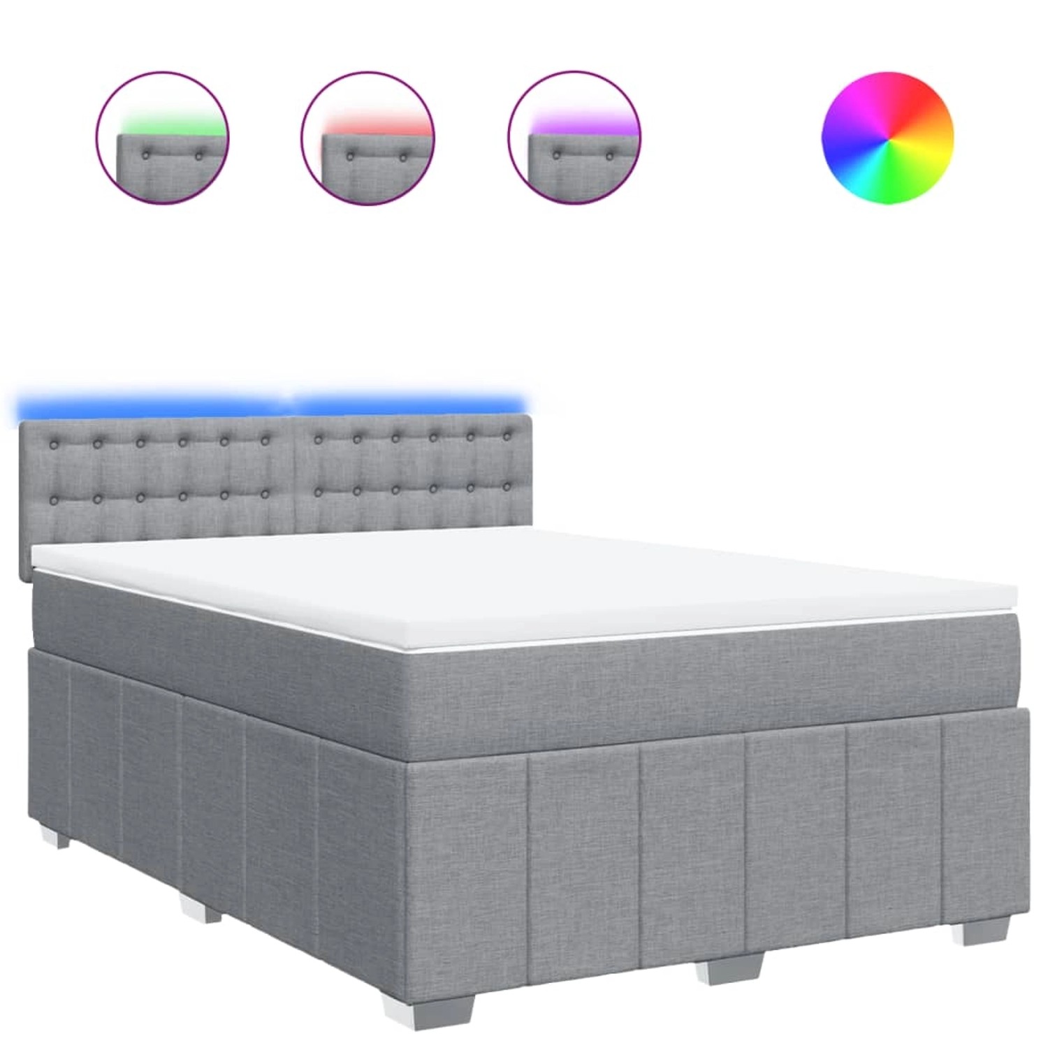 vidaXL Boxspringbett mit Matratze Hellgrau 160x200 cm Stoff 3289433 günstig online kaufen