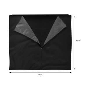 Schwarze, wasserfeste ML-Design Kaminholzregal Abdeckung (240x165 cm) mit Reißverschluss.