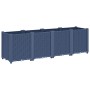 Blaugrauer vidaXL Pflanzkübel (160x40x53 cm) aus Polypropylen mit Rattan-Optik.