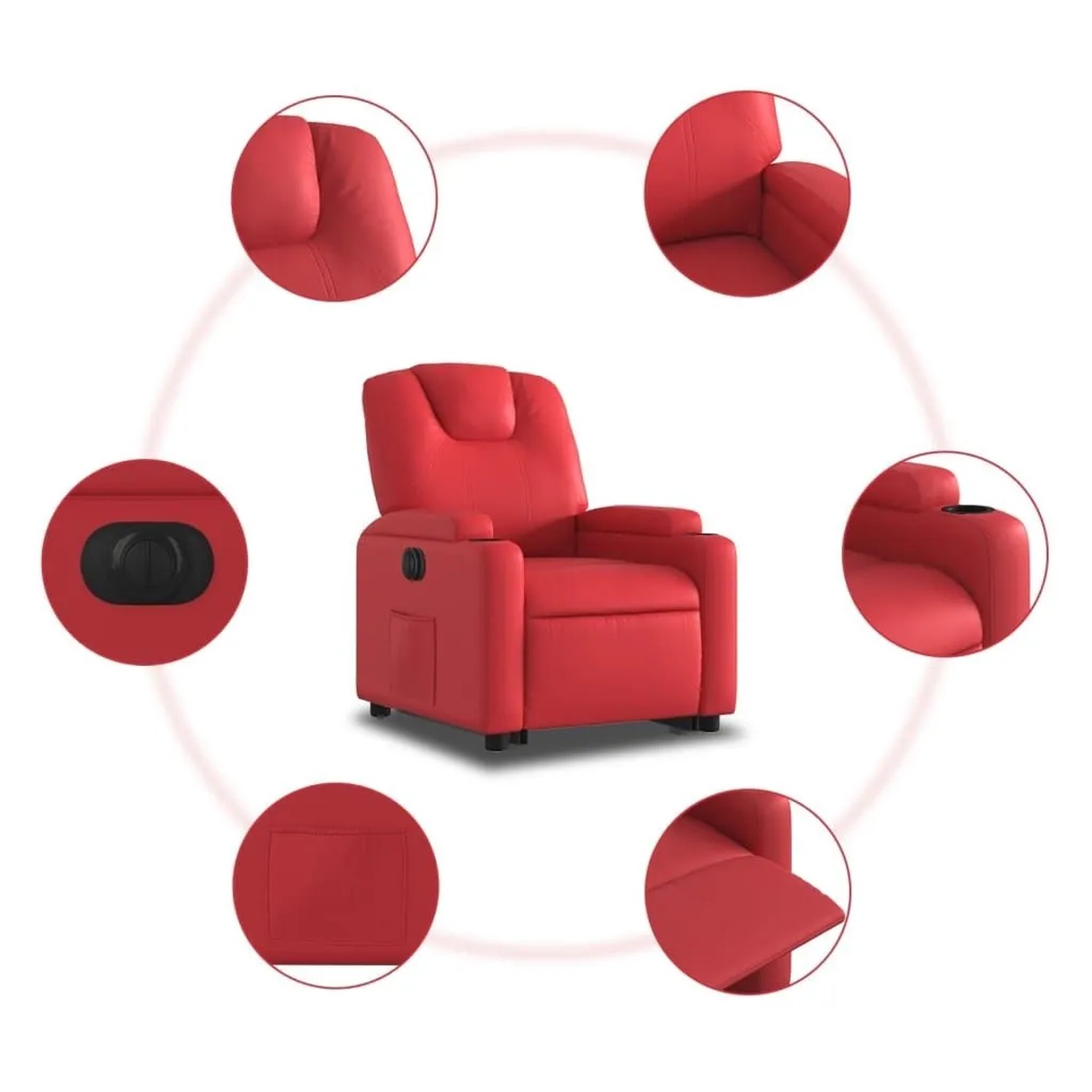 vidaXL Relaxsessel mit Aufstehhilfe Elektrisch Rot Kunstleder 3204449_8