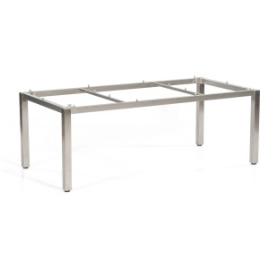 Silbernes Natur24 Base Tischgestell aus Edelstahl für Gartentische.