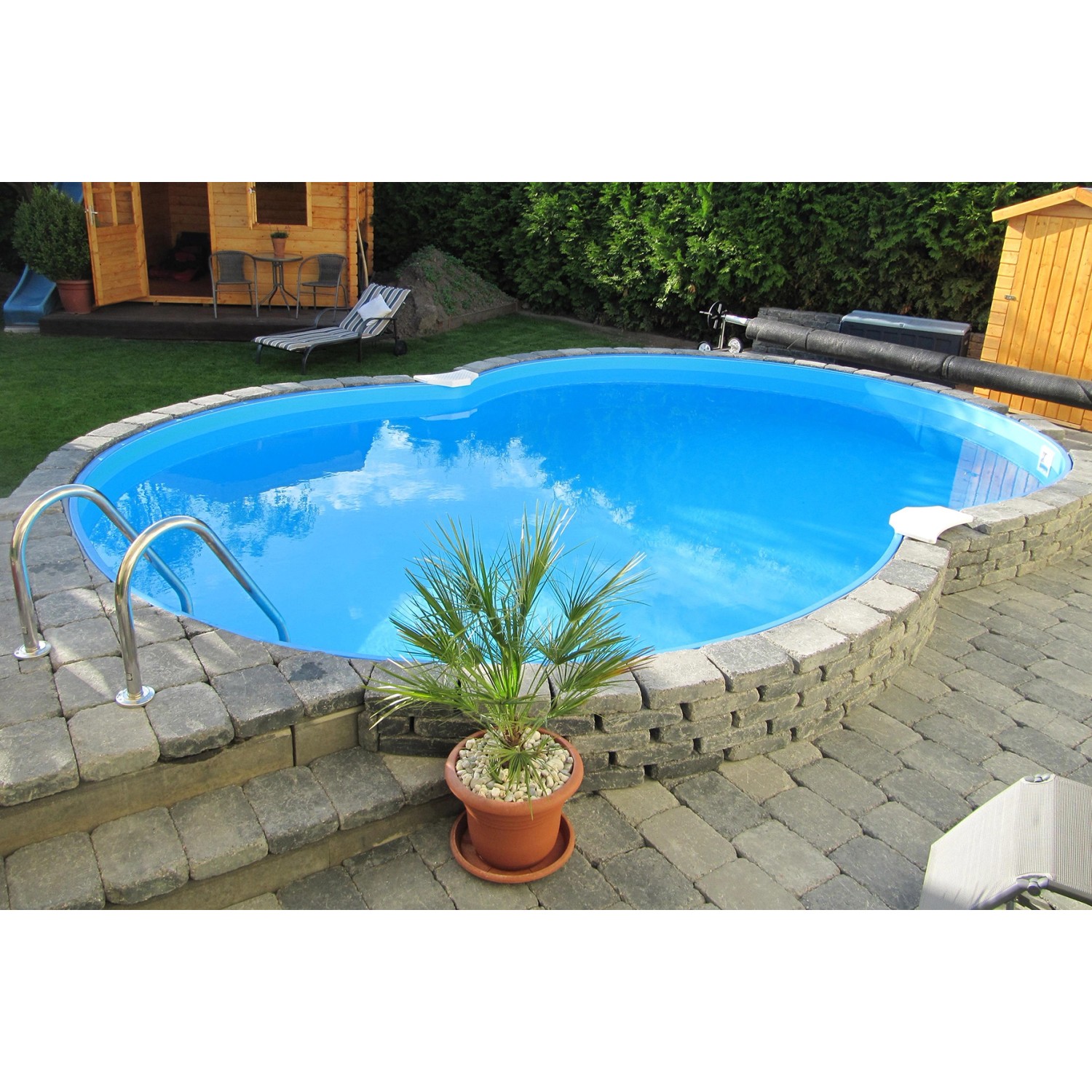 Summer Fun Stahlwand Pool-Set CLASSIC Halbhoch-Einbaub. 525 x 320 x 120cm