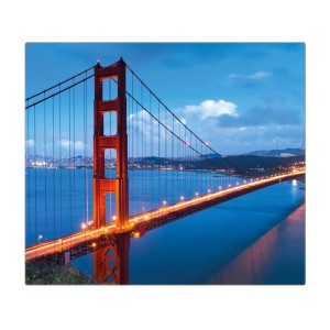 Banjado Herdabdeckplatte Glas mit Golden Gate Bridge Motiv, 60x52cm, als Schneidebrett nutzbar.
