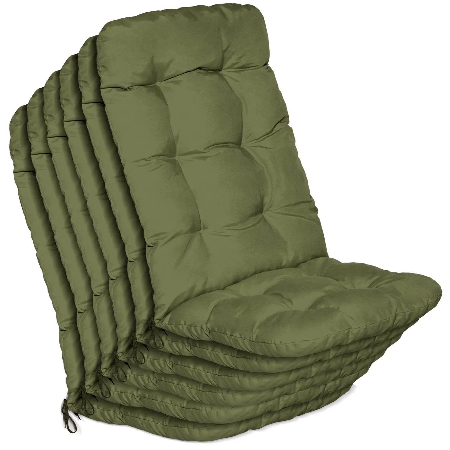 Beautissu 6er Set Hochlehner Auflagen Flair HL 120x50x8cm Olivegrün