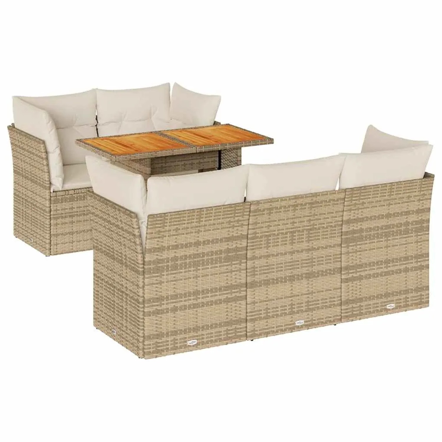 vidaXL 6-Tlg Garten-Sofagarnitur mit Kissen Beige Poly Rattan 3326886 günstig online kaufen