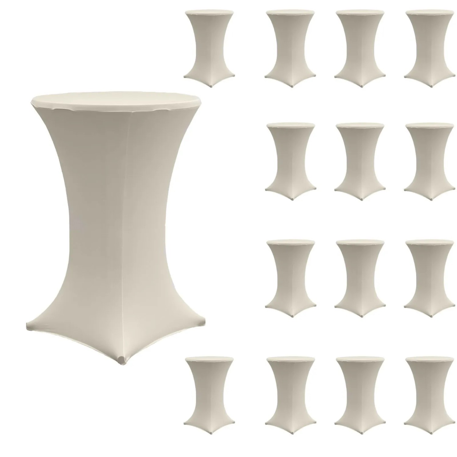 TRUTZHOLM 15x Stehtischhusse Tischdecke Husse Partytisch Stretch 60 cm Beige