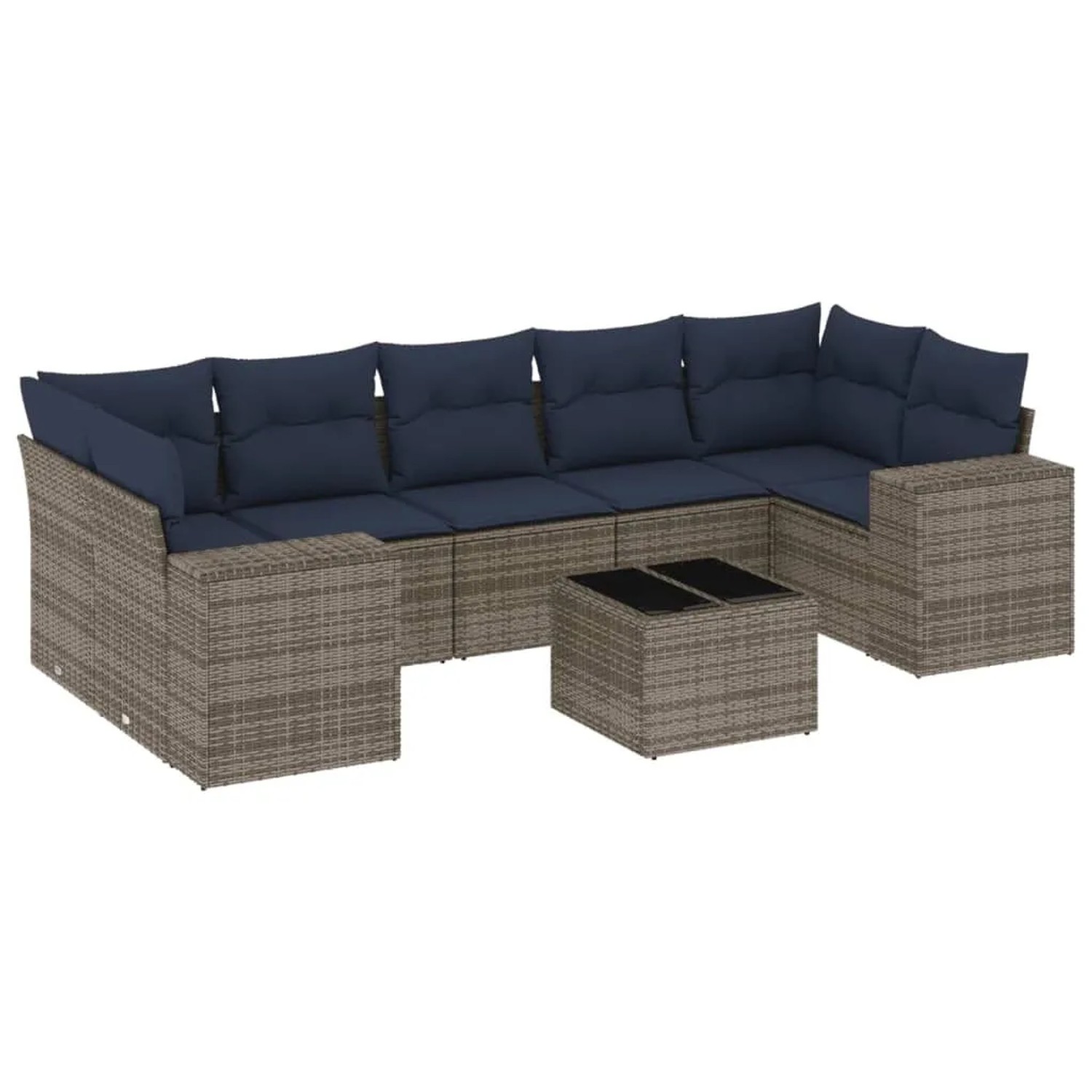 vidaXL 8-Tlg Gartensofa-Set mit Kissen Grau Polyrattan 3222340 günstig online kaufen