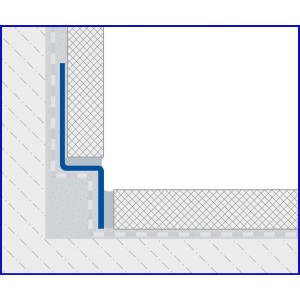 Dural Wandanschluss-Gefällekeil ShowerGK Links, Edelstahl für bodengleiche Dusche, Fliesenschienen Detail.